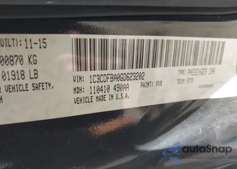 2016 Dodge Dart Sxt from USA, damaged, VIN 1C3CDFBA0GD623202